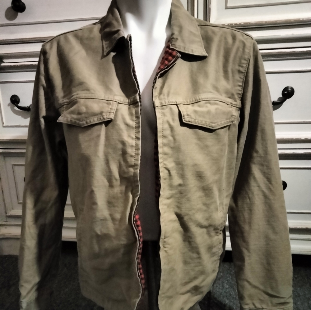 Women "Levi Strauss" khaki color red/ black plaid lining, jacket Size S